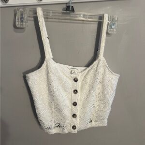 Aeropostale lace button up cropped tank